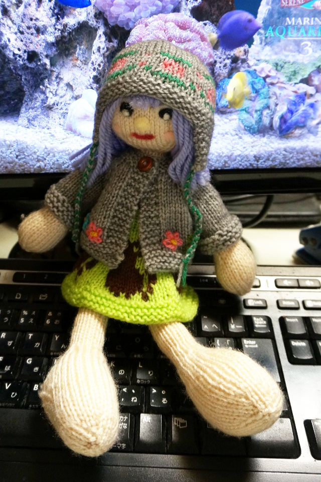 編み人形の耳あて付帽子 手編み勉強室