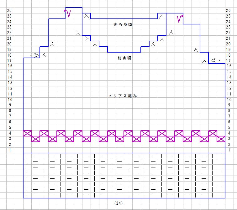 棒針練習用の小さなベスト 手編み勉強室